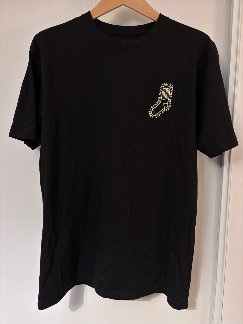 Stance Mens Crewneck Tee Size Large Black Sock Logo Streetwear Skate Unisex Soft